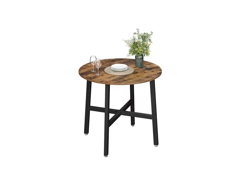 VASAGLE Tisch rund Braun/Schwarz