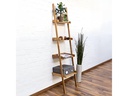 relaxdays Leiter mit 4 Ablagen 176 x 44 x 37 cm, Nature