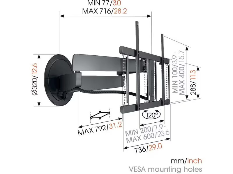 Vogel's Wandhalterung TVM 7655 Schwarz