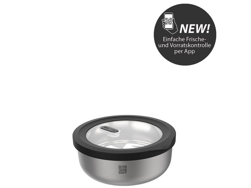GEFU Vorratsdose Provido Rund, 0.5 l, Schwarz/Silber matt