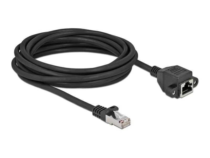 Delock Patchkabel Verlängerungskabel Cat 6A, S/FTP, 5 m, Schwarz