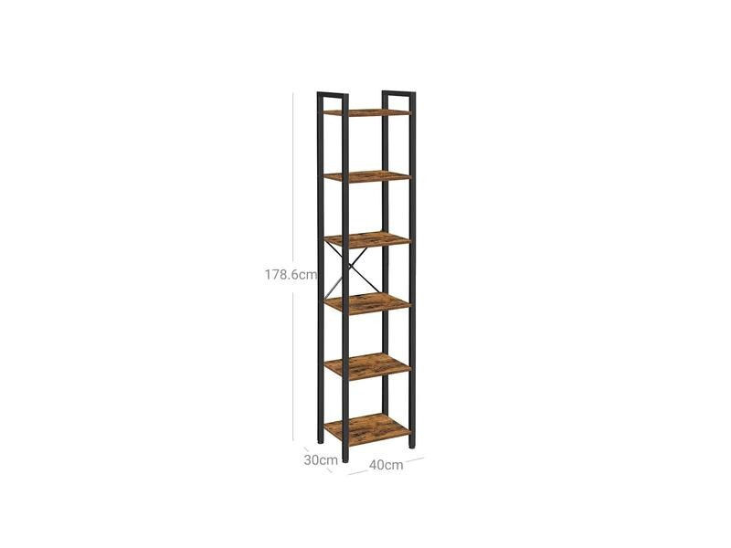 VASAGLE Regal mit 6 Ebenen Braun/Schwarz