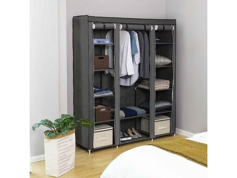 Songmics Regal mit hochrollbaren Türen Grau