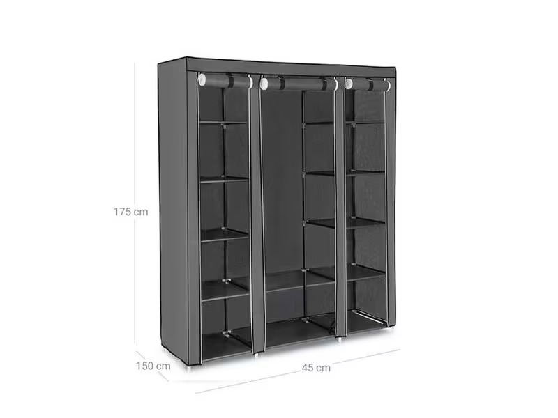 Songmics Regal mit hochrollbaren Türen Grau
