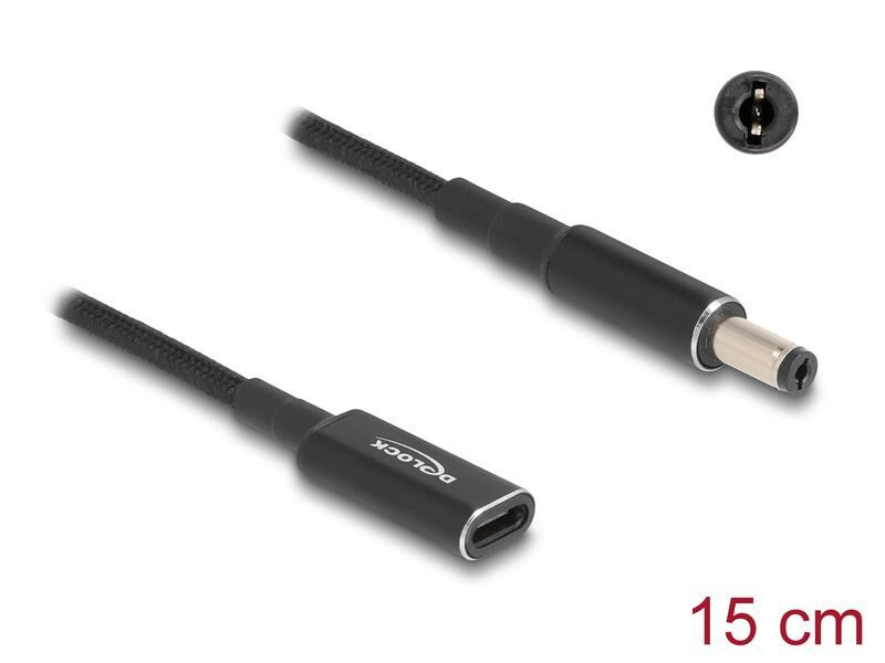 Delock Ladekabel USB-C zu 5.5 x 2.1 mm Stecker 15 cm