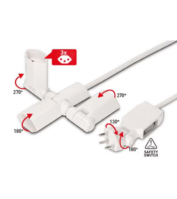 Max Hauri Steckdosenleiste Clip-Clap Line 3x T13, Weiss