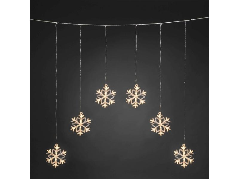 Konstsmide LED-Lichtervorhang mit Schneeflocken 48 Lampen, 90 cm
