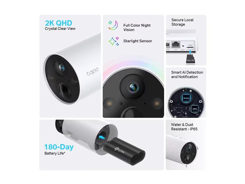 TP-Link Netzwerkkamera Tapo C420S2 Set 2×Tapo C420 + 1×Tapo H200