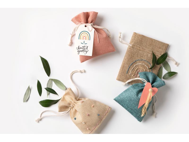 Folia Stoffbeutel Jute Style Boho Chic 10 Stück, Mehrfarbig