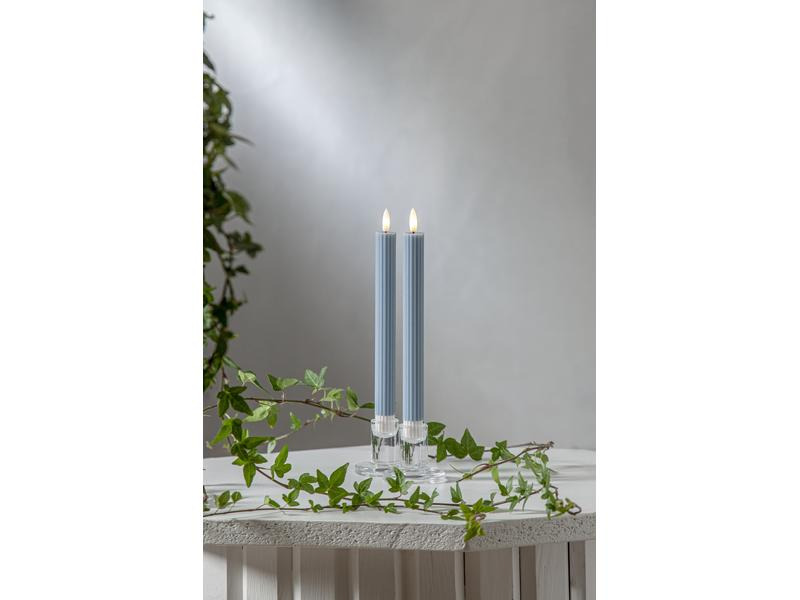 Star Trading LED-Stabkerzen Set Flamme Stripe, 25 cm, Blau, 2 Stück