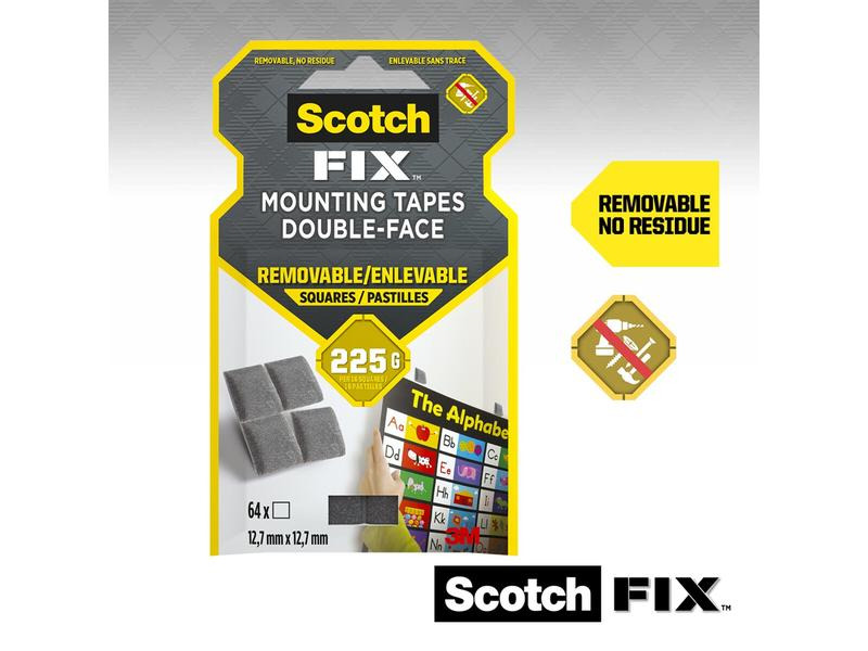 Scotch Montagequadrate Scotch-Fix, 12.7 mm x 12.7 mm, Grau