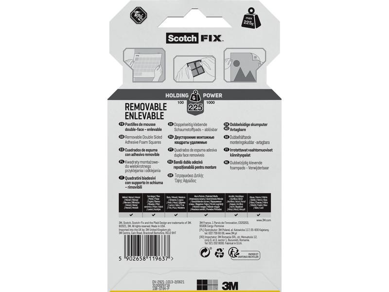 Scotch Montagequadrate Scotch-Fix, 12.7 mm x 12.7 mm, Grau