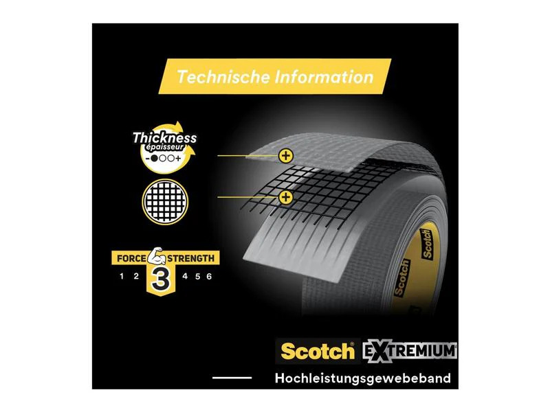 Scotch Klebeband Extremium Universal, 25 mm x 3 m, 1 Rolle, Schwarz