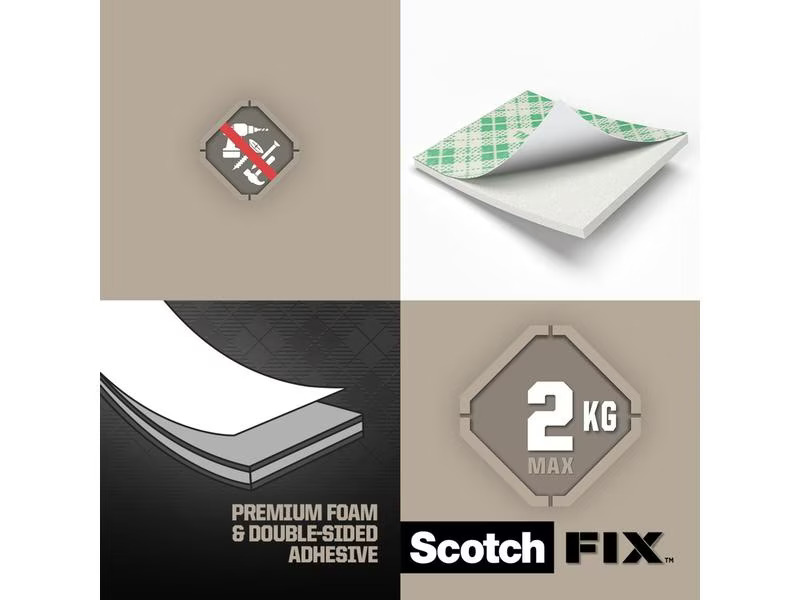 Scotch Innenmontagequadrate Scotch-Fix, 25 mm x 25 mm, Weiss
