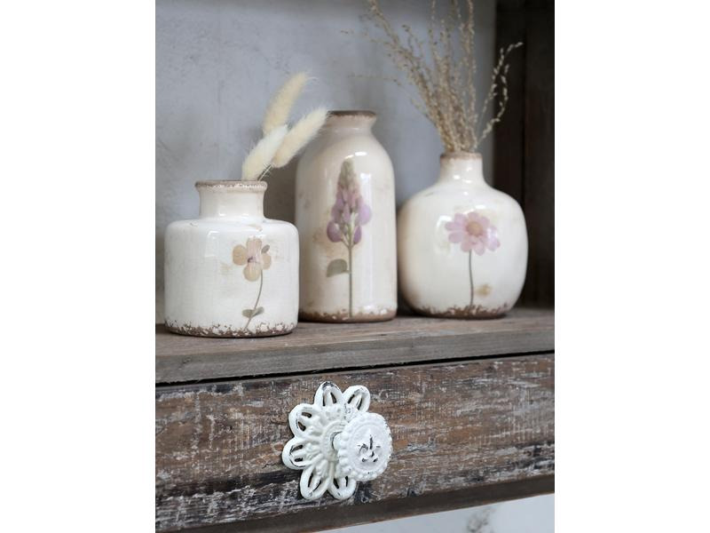 Chic Antique Möbelgriff mit französischer Lilie Ø 8 cm, antik Créme