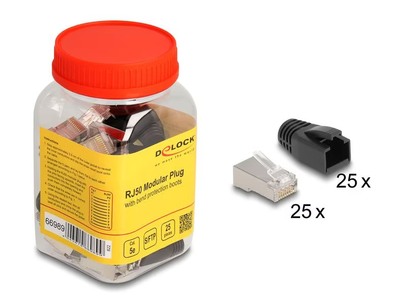 Delock Stecker RJ50, S/FTP, Cat.5e 25 Stück, Schwarz