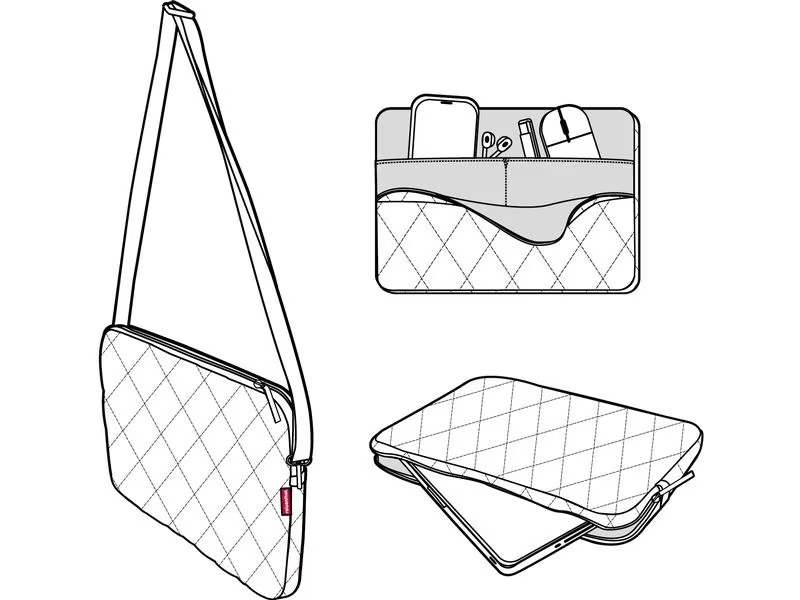 Reisenthel Notebooktasche Notebook sleeve Rhombus Light Grey, 13.5