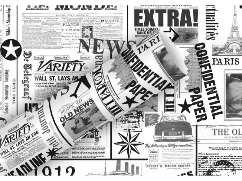 Braun + Company Geschenkpapier News Schwarz