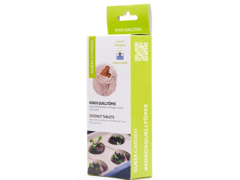 Gusta Garden Kokos-Quelltöpfe HARRY HERBS, 16 Stück