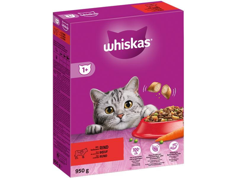 Whiskas Trockenfutter 1+, Rind, 950 g