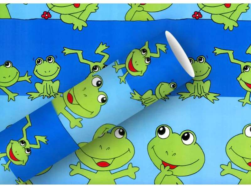Braun + Company Geschenkpapier Froggy Blau/Grün