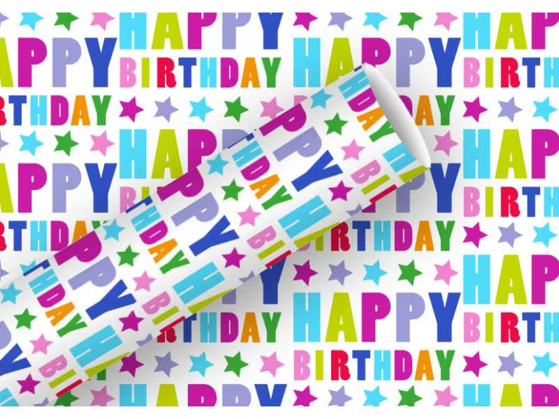 Braun + Company Geschenkpapier Happy Birthday  Sterne