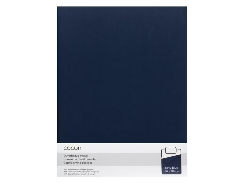 COCON Duvetbezug Perkal 160 x 210 cm, Marineblau