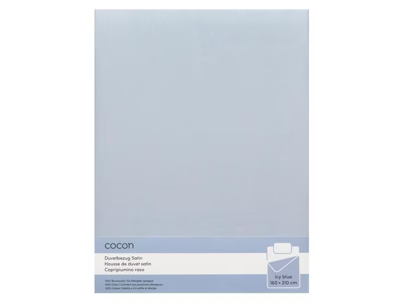 COCON Duvetbezug Satin 160 x 210 cm, Eisblau