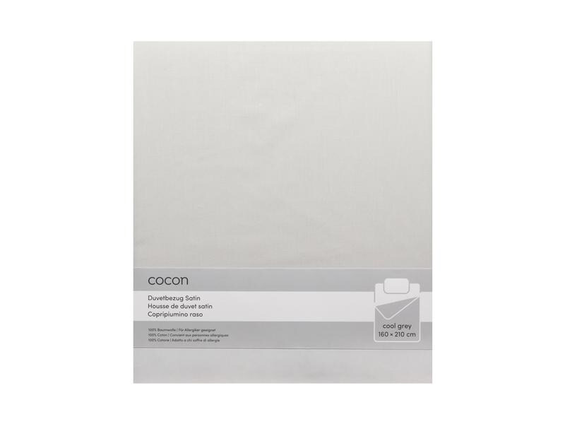 COCON Duvetbezug Satin 160 x 210 cm, Hellgrau