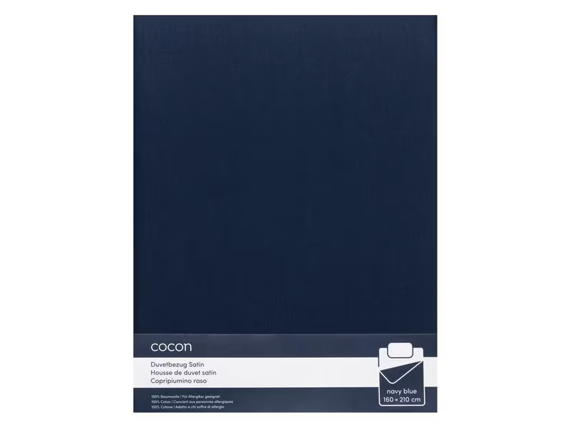 COCON Duvetbezug Satin 160 x 210 cm, Marineblau