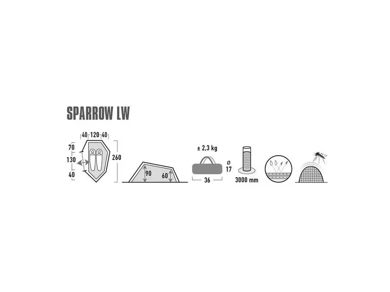 High Peak Tunnelzelt Zelt High Peak Sparrow LW 2 Personen