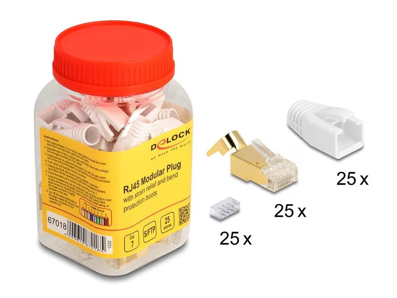 Delock Stecker RJ45, S/FTP, Cat.7 25 Stück, Transparent
