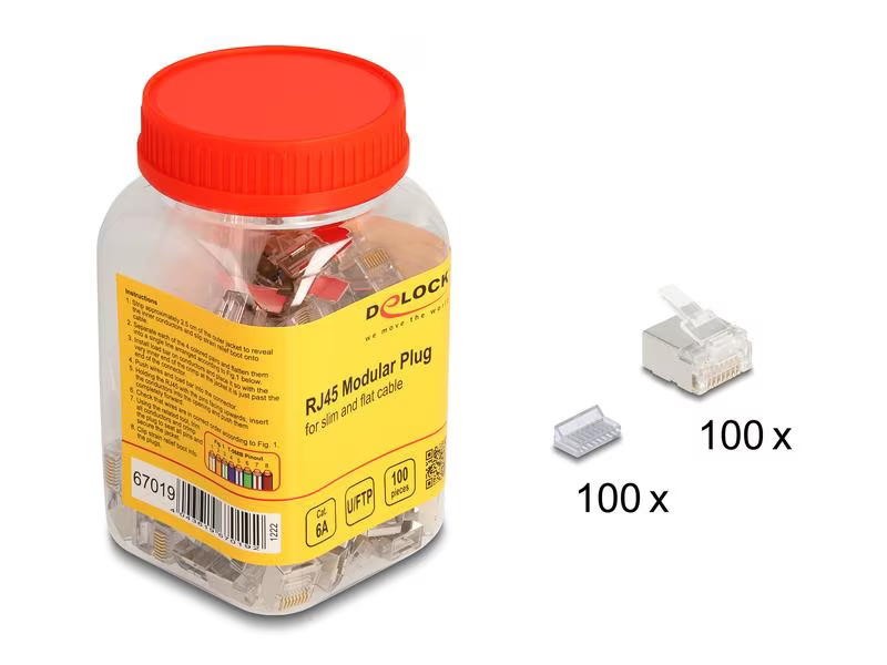 Delock Stecker RJ45, Cat.6A 100 Stück, Transparent