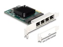 Delock Netzwerkkarte 4x RJ45 Gigabit, PCI-Express x4