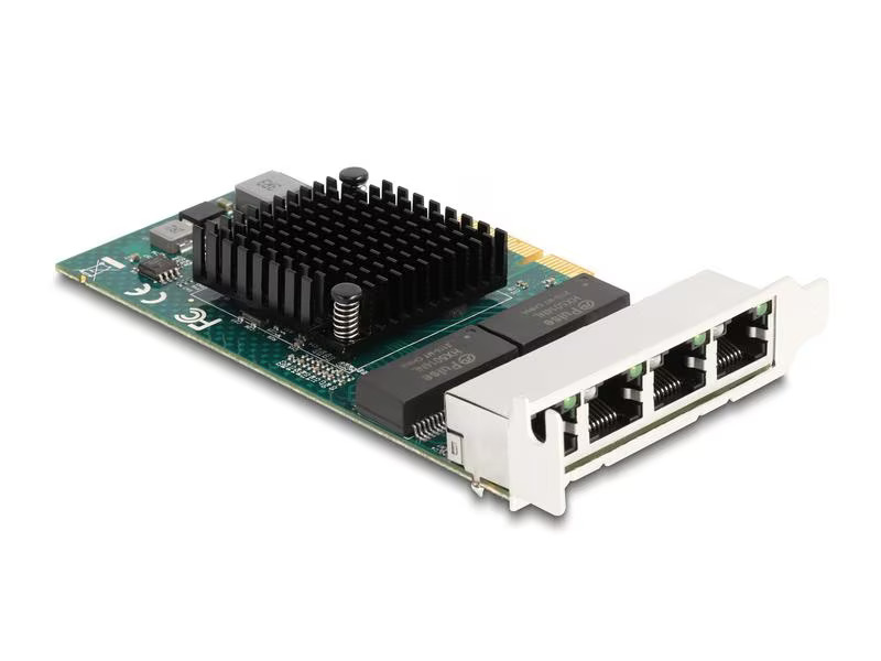 Delock Netzwerkkarte 4x RJ45 Gigabit, PCI-Express x4
