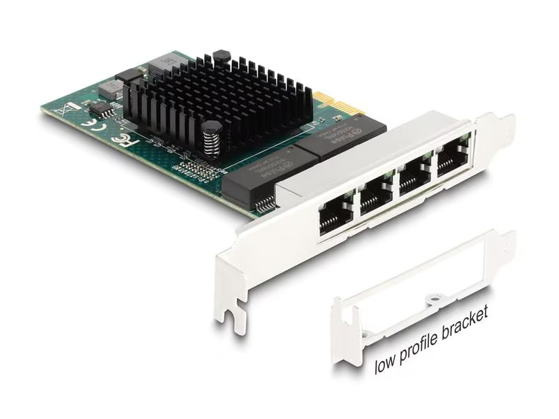 Delock Netzwerkkarte 4x RJ45 Gigabit, PCI-Express x1