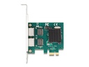 Delock Netzwerkkarte 2x RJ45 Gigabit, PCI-Express x1