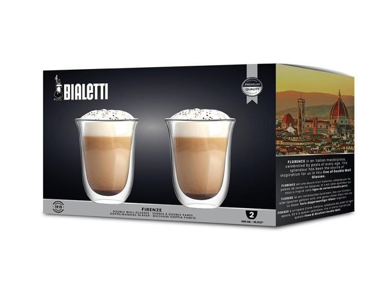 Bialetti Latte Macchiato Becher Firenze 300 ml, 2 Stück, Transparent