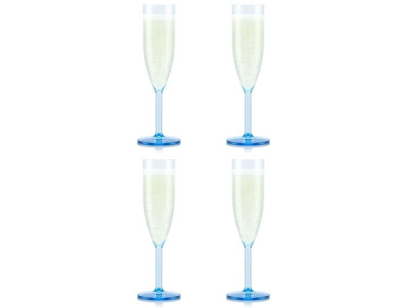 Bodum Outdoor-Champagnerglas Oktett 120 ml, Blau, 4 Stück