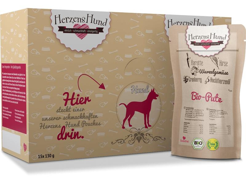 HerzensHund Nassfutter Bio-Pute mit Bio-Gemüse, 130 g