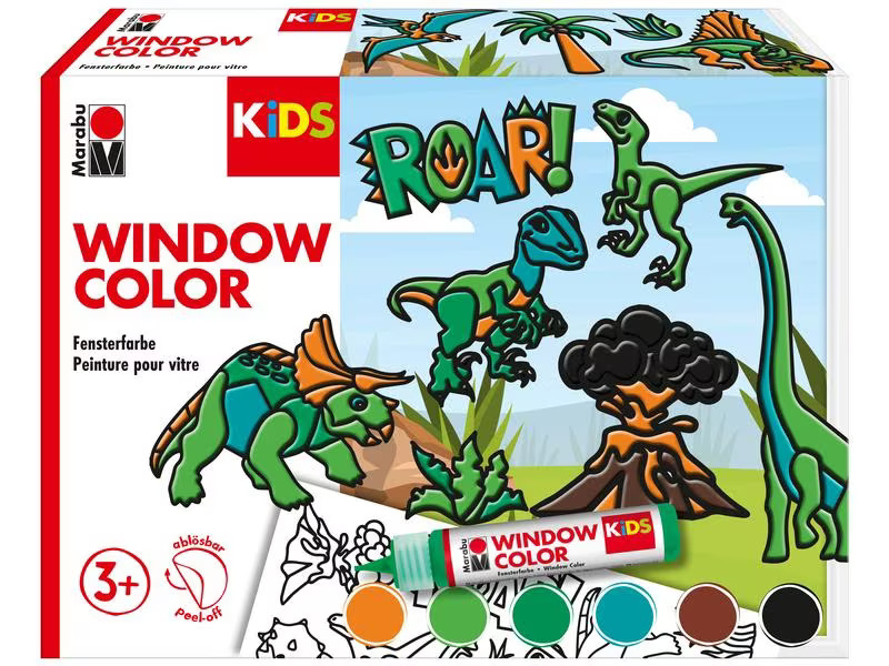 Marabu Fensterfarbe Kids Dinosaurier 6 x 25 ml