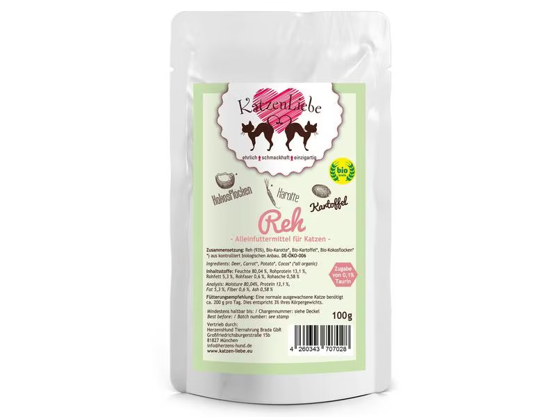 KatzenLiebe Nassfutter Reh mit Bio-Kartoffel, 100 g