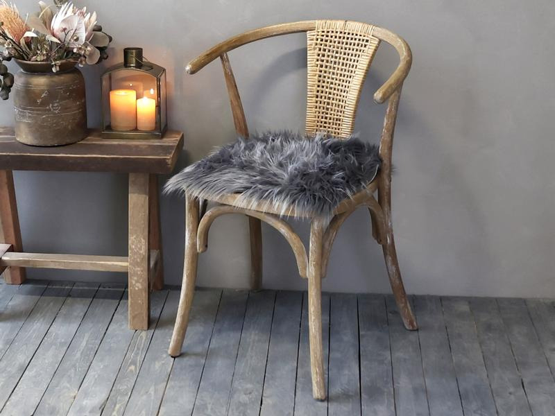 Chic Antique Pelzimitat 40 x 40 cm, Grau