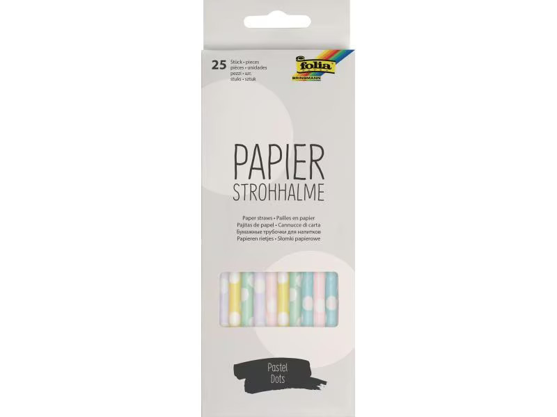 Folia Strohhalme Papier, 25 Stück Pastell Punkte