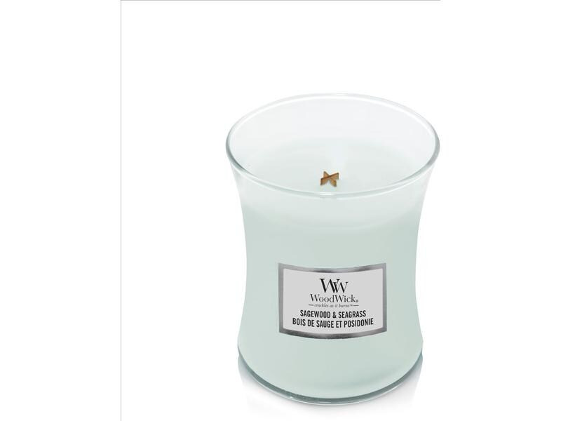 Woodwick Duftkerze Sagewood &amp; Seagrass Medium Jar