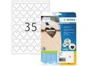 Herma Stickers Motivsticker Herzen Weiss, 10 Blatt mit je 35 Stickern