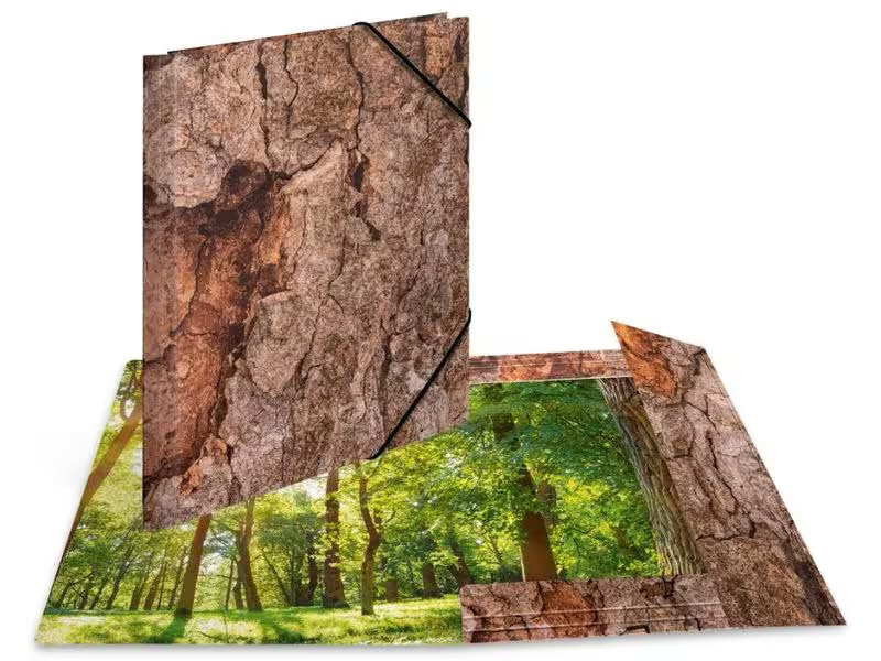 HERMA Gummibandmappe Wood Dunkelbraun