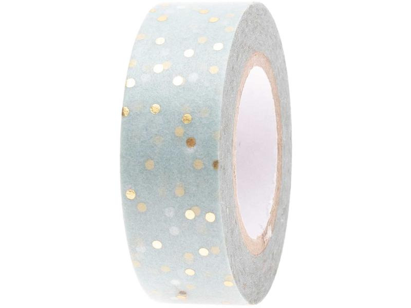 Rico Design Washi Tape Punkte 1.5 cm x 10 m, Gold/Mint