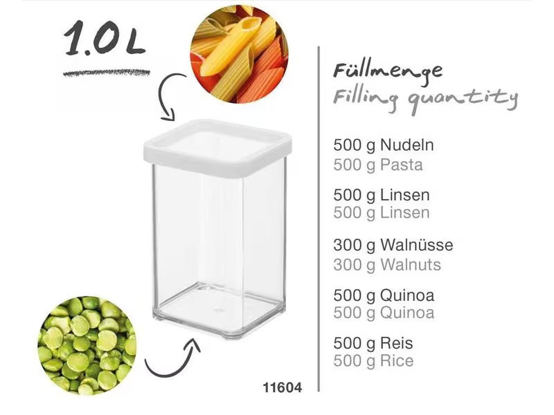 Rotho Vorratsdose Loft 5 Stück, 5.25 l, Transparent/Weiss