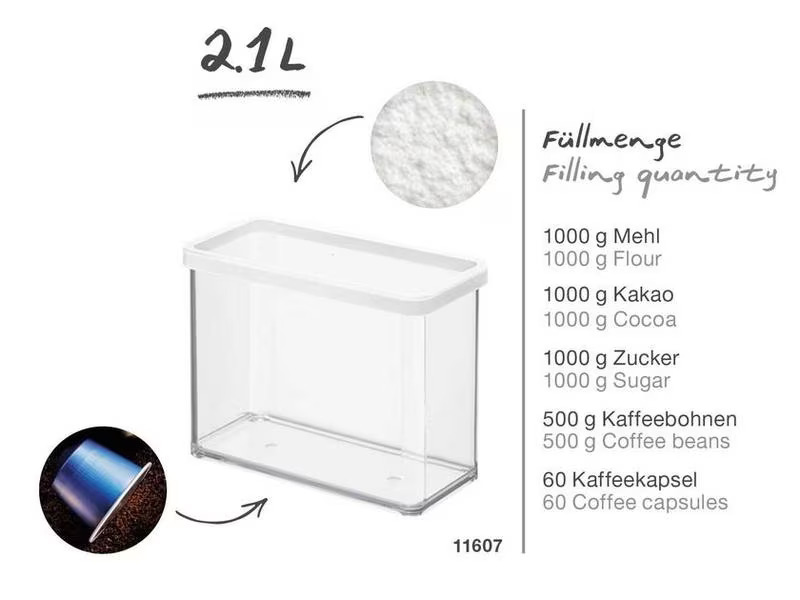 Rotho Vorratsdose Loft 5 Stück, 6.1 l, Transparent/Weiss